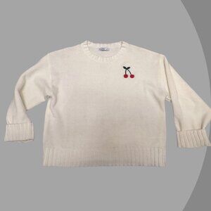 Aster Women's Cream Cherry Design Knit Sweater 🍒